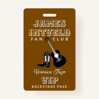 James Intveld Fan Club VIP Backstage Pass Badge ID Badge