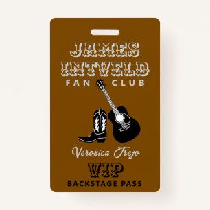James Intveld Fan Club VIP Backstage Pass ID Badge