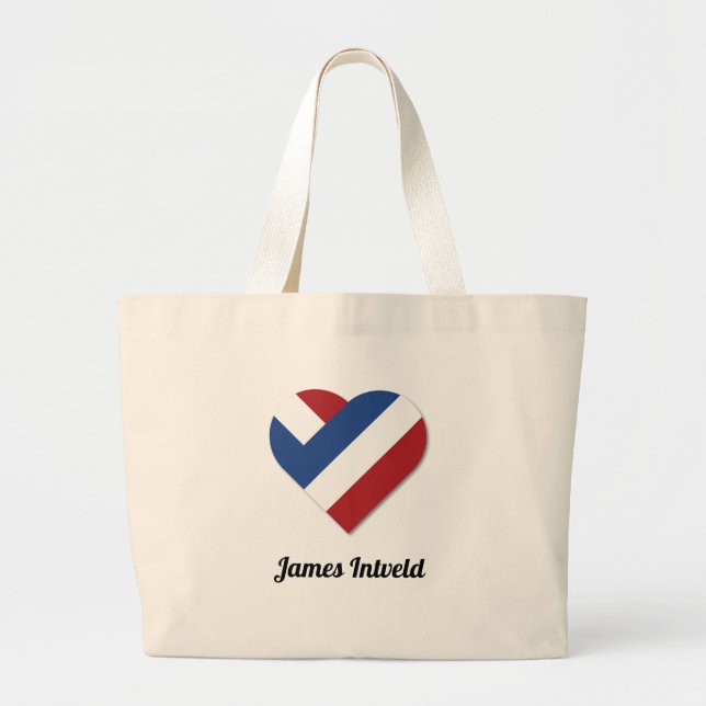 James Intveld with Netherlands Heart Large Tote Bag (Front)