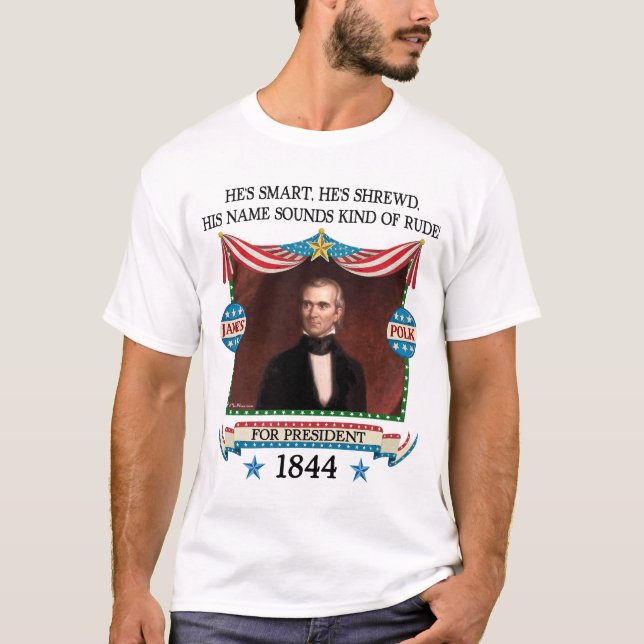 James K. Polk 1844 Campaign (Mens Light Shirt) T-Shirt (Front)