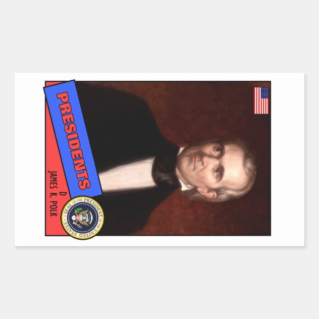James K. Polk Baseball Card Rectangular Sticker (Front)
