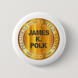James K Polk Gold Metal Stamp 6 Cm Round Badge