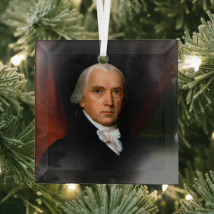 James Madison 4th US President Christmas  Glass Tree Decoration