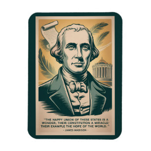 James Madison Fourth President Illustration Retro Magnet