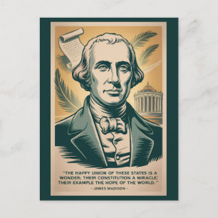 James Madison Fourth President Illustration Retro Postcard