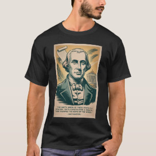 James Madison Fourth President Illustration Retro T-Shirt