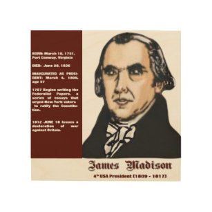James Madison Portrait Wood Wall Art