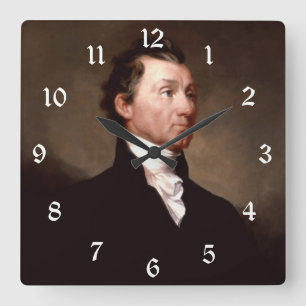James Monroe Portrait, Early American President Square Wall Clock