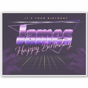 James Name Vorname lila retro Sticker Geburtstag