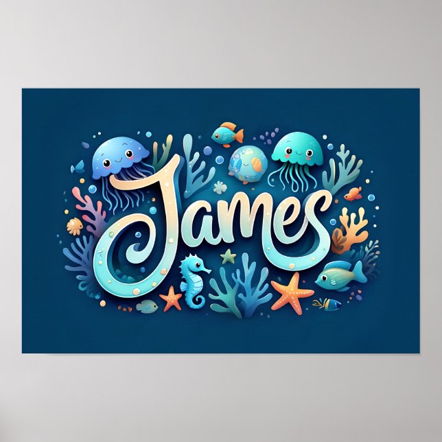 James Ocean Nursery Underwater Sea Animals Poster (Front)