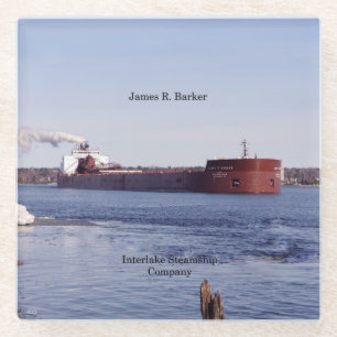 James R. Barker glass coaster