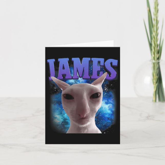 James The Cat Meme Funny Silly Cats Brainrot Meme  Card (Front)