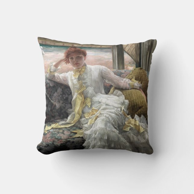 James Tissot Seaside (July Specimen of a Portrait) Cushion (Front)
