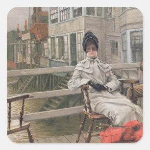 James Tissot Waiting for the Ferry, c.1878 Square Sticker