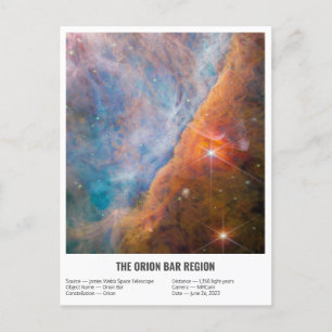 James Webb Orion Constellation Bar (NIRCam Image) Postcard