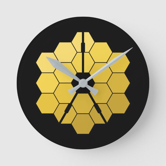 James Webb Space Telescope (JWST) Golden Mirror Th Round Clock (Front)