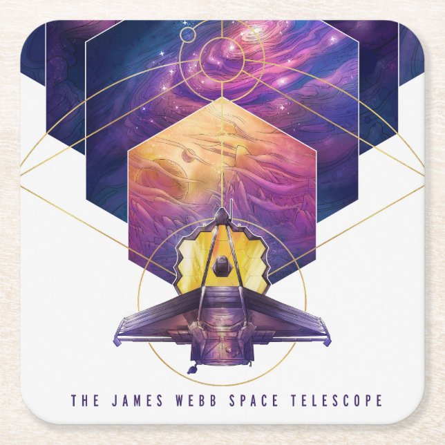 James Webb Space Telescope Poster. Square Paper Coaster (Front)