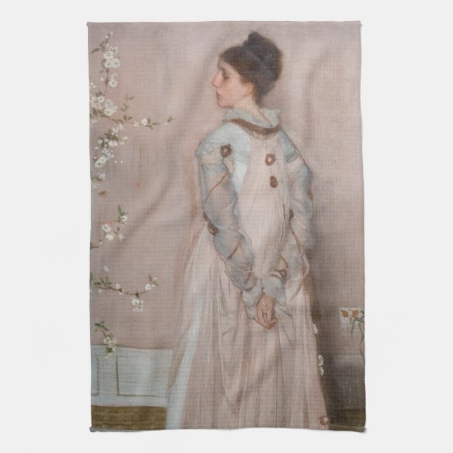 James Whistler - Symphony in Flesh Colour and Pink Tea Towel (Vertical)