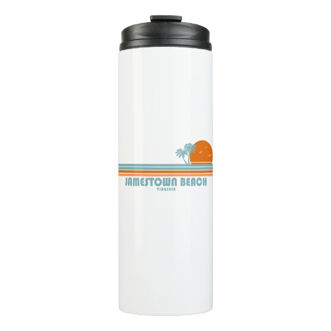 Jamestown Beach Virginia Sun Palm Trees Thermal Tumbler (Front)