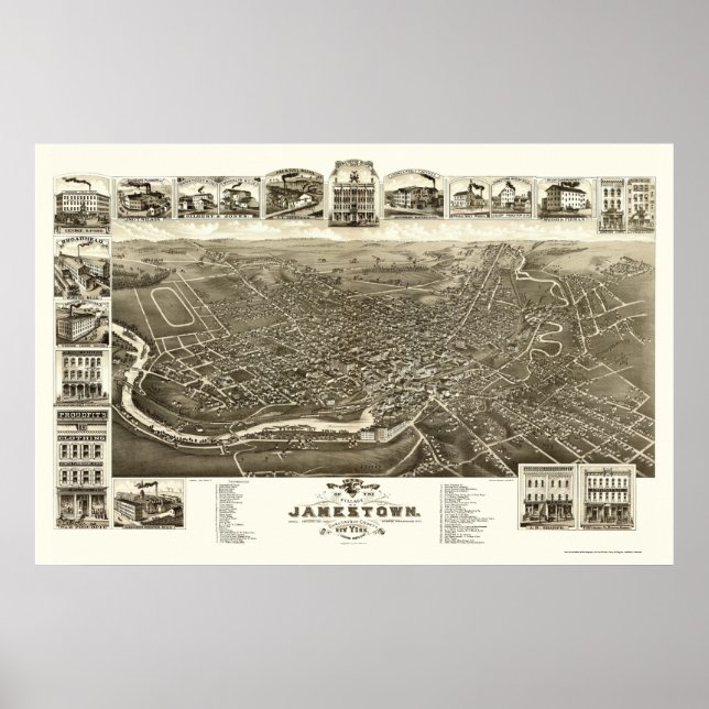 Jamestown, NY Panoramic Map - 1882 Poster (Front)
