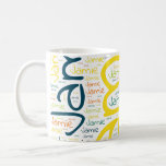 Jamie Coffee Mug<br><div class="desc">Jamie. Show and wear this popular beautiful male first name designed as colourful wordcloud made of horizontal and vertical cursive hand lettering typography in different sizes and adorable fresh colours. Wear your positive american name or show the world whom you love or adore. Merch with this soft text artwork is...</div>