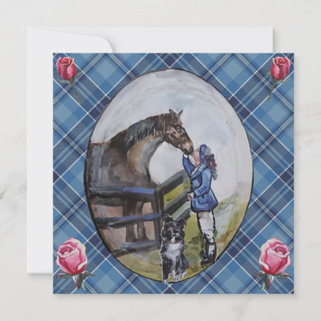 Jamie in pasture, plaid  thank you card (Front)