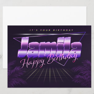 Jamila Name Vorname lila retro Karte Geburtstag Card