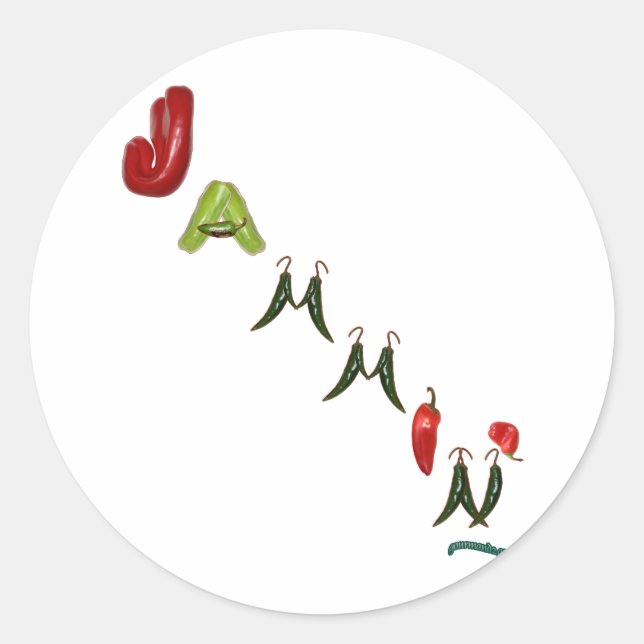 Jammin' Chilli Peppers Classic Round Sticker (Front)