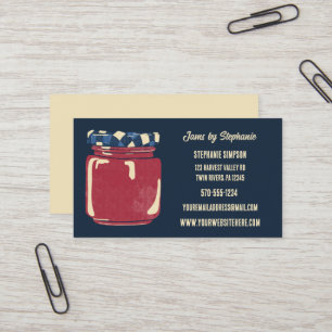 Jams, Jellies, Preserves Navy Blue, Red Custom Business Card