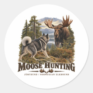Jämthund Moose Hunting ,Scandinavian Dog Classic Round Sticker