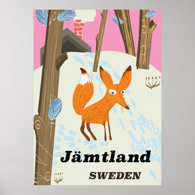 Jämtland Sweden vintage travel poster (Front)