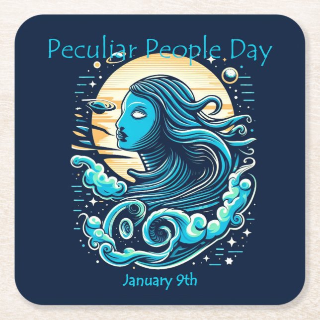 Jan 10th - Peculiar People Day Square Paper Coaster (Front)