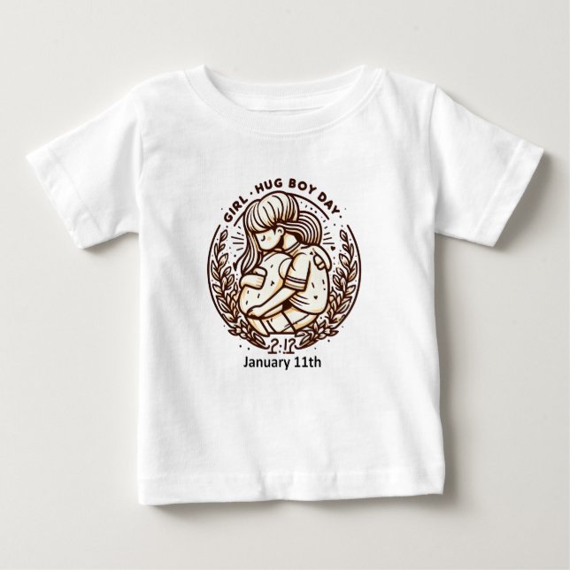 Jan 11th - Girl Hug Boy Day Baby T-Shirt (Front)