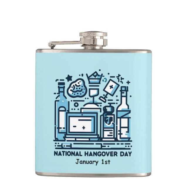 Jan 1st - National Hangover Day Hip Flask (Front)