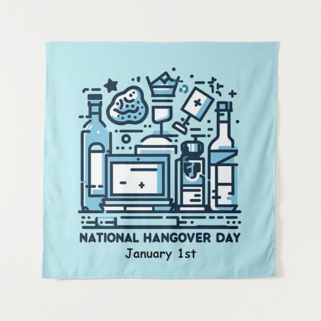 Jan 1st - National Hangover Day Tapestry (Front)