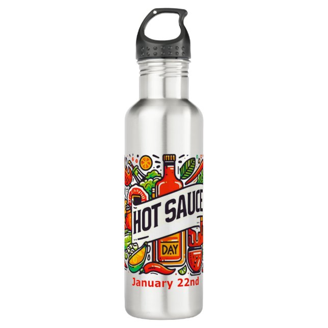 Jan 22nd - Hot Sauce Day 710 Ml Water Bottle (Front)