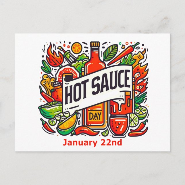 Jan 22nd - Hot Sauce Day Postcard (Front)