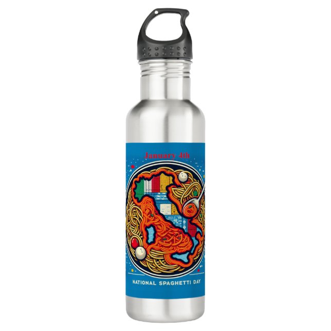 Jan 4th - National Spaghetti Day 710 Ml Water Bottle (Front)