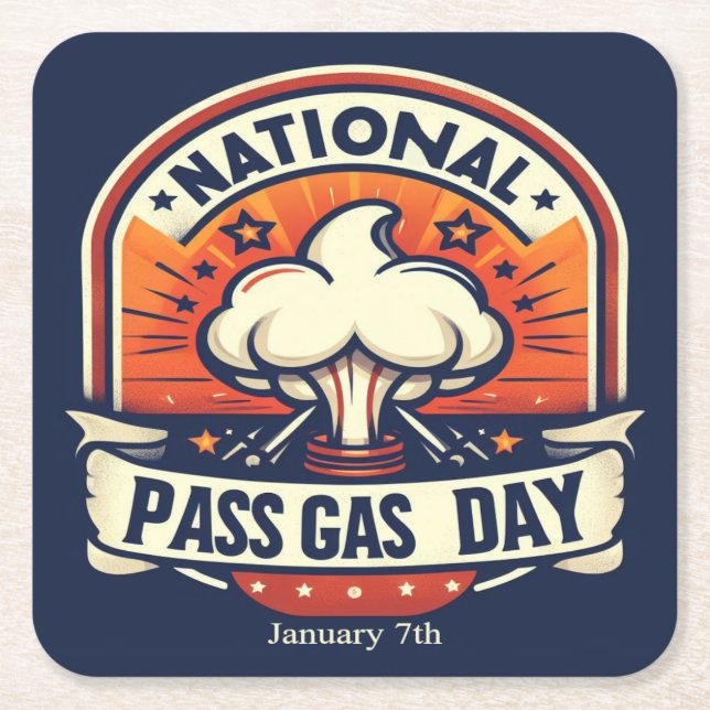 Jan 7th - National Pass Gas Day Square Paper Coaster (Front)