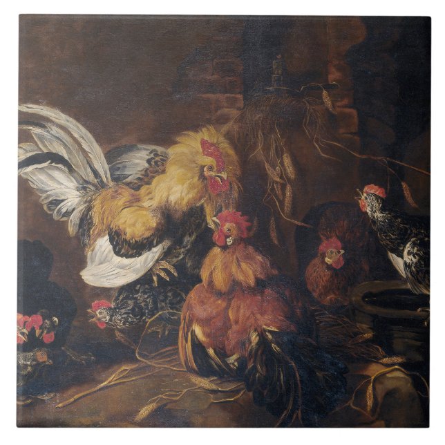 Jan Fyt  Cockfight Tile (Front)