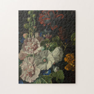 Jan Van Huysum - Hollyhocks And Other Flowers Jigsaw Puzzle