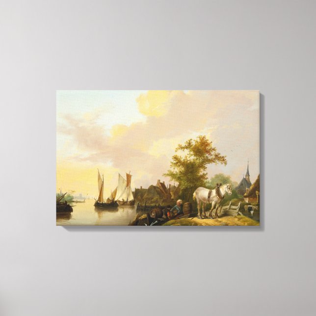Jan van Os - Peasants Unloading Cargo Canvas Print (Front)