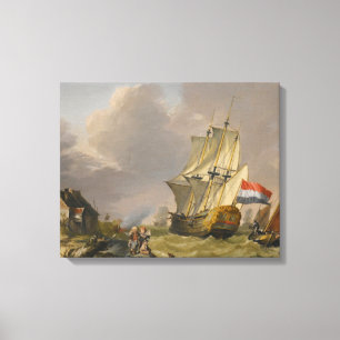 Jan van Os - Shipping In A Storm Off The Coast Canvas Print