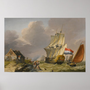 Jan van Os - Shipping In A Storm Off The Coast Poster
