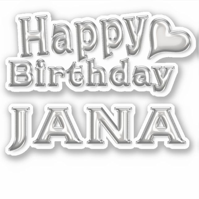 Jana Happy Birthday silver Sticker (Front)