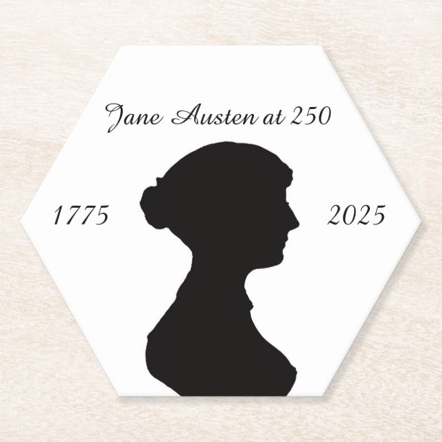 Jane Austen at 250 Paper Coaster (Front)