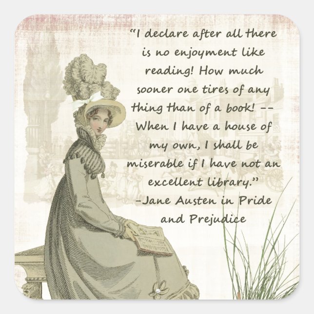 Jane Austen Book Lovers Square Sticker (Front)