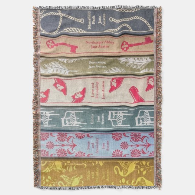 Jane Austen Books Throw Blanket (Front Vertical)