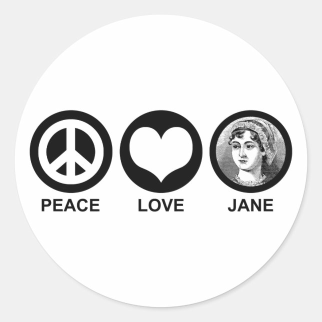 Jane Austen Classic Round Sticker (Front)