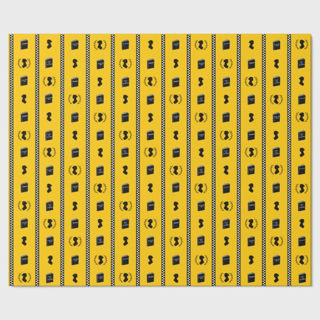 Jane Austen Couture NYC Taxi Stripe Wrapping Paper (Seam)